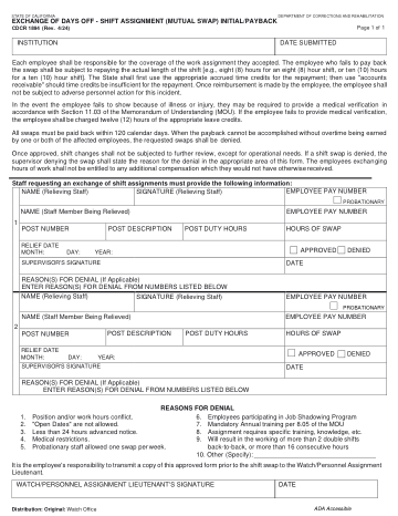Blank CDCR 1894 form